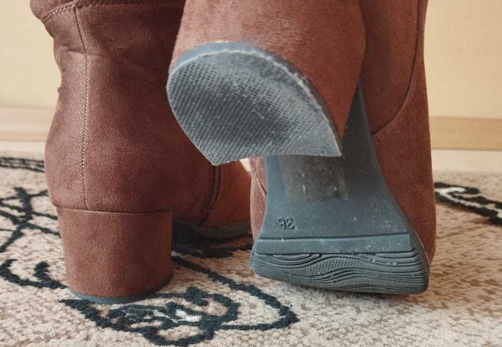 Buty Kozaki 38  (37) brązowo rude dwa razy użyte
