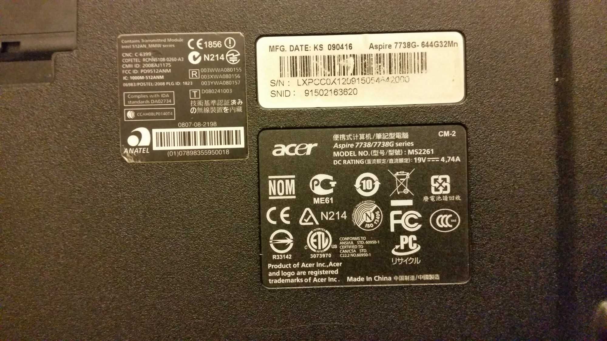 Acer Aspire 7738G по частям