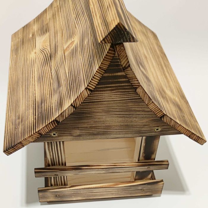 Duży karmnik drewniany dla ptaków budka dla ptaków opalany