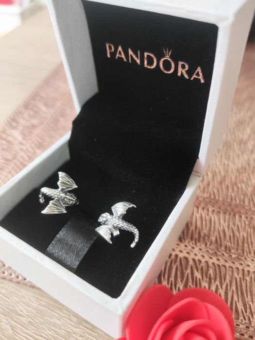 Kolczyki Pandora smoki Gra o Tron z pudełkiem S925 ALE