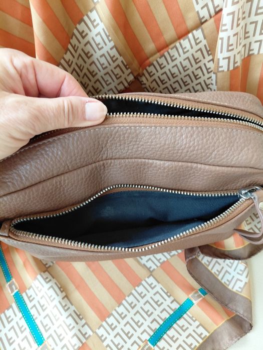 PUCCINI  brązowa torebka listonoszka skórzana