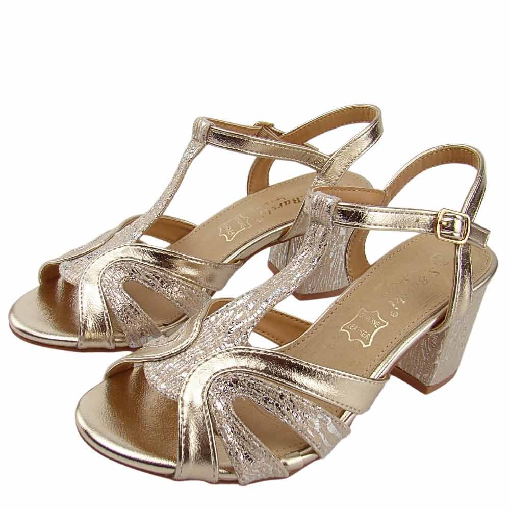 r.39 S.Barski PL51-420 damskie sandały na słupku eleganckie złote