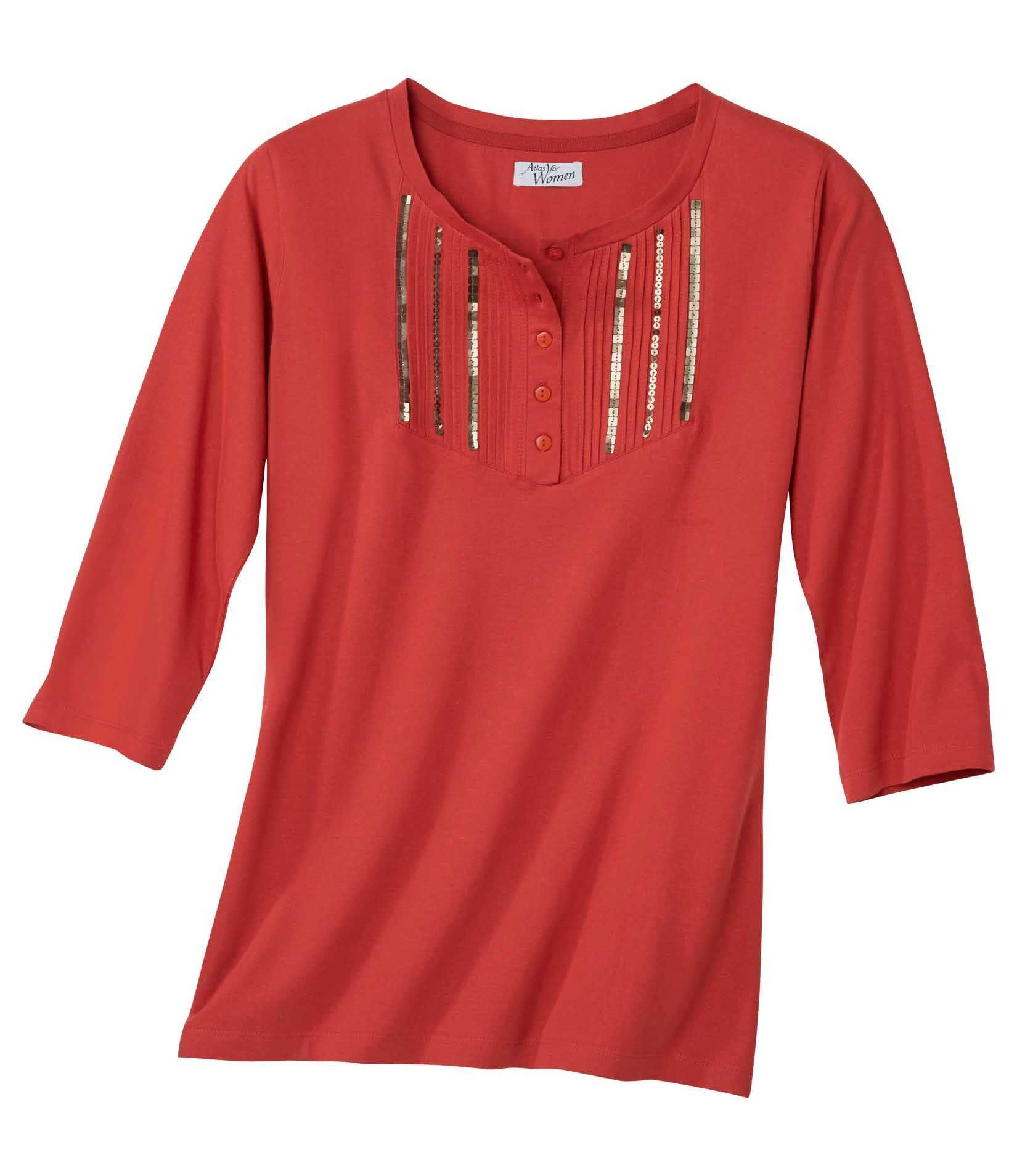 Bluzka bawełniana czerwona z cekinami 48/50 ATLAS FOR WOMEN Z8709