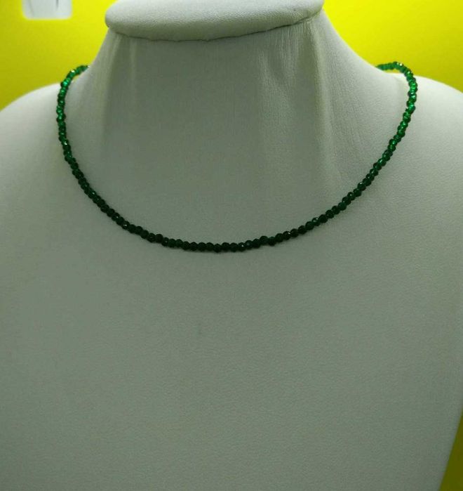Colar Contas Vidro Facetadas e Brilhantes Verde NOVO - SALDO