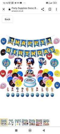 Sonic zestaw urodzinowy dekoracja balony