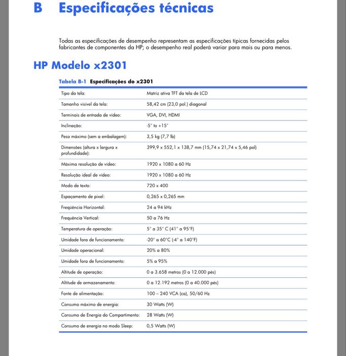 Monitor LCD HP x2301