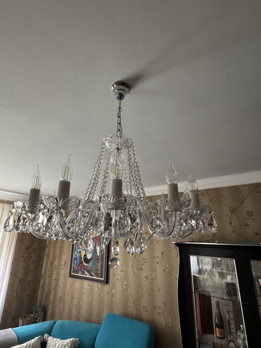 Хрустальна люстра на 12 лампочок, металік .