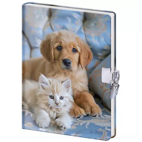 Pamiętnik z kłódką B6 Pies i Kot 60K gładki. Helma