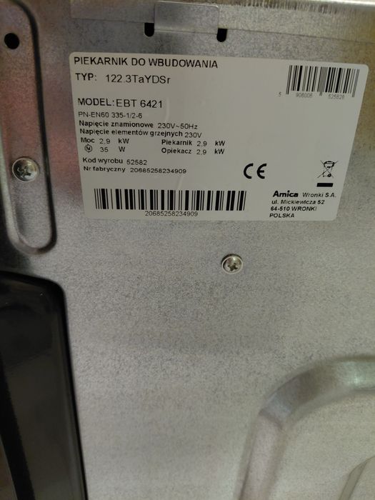 Amica piekarnik EBT 6421 blacha ruszt