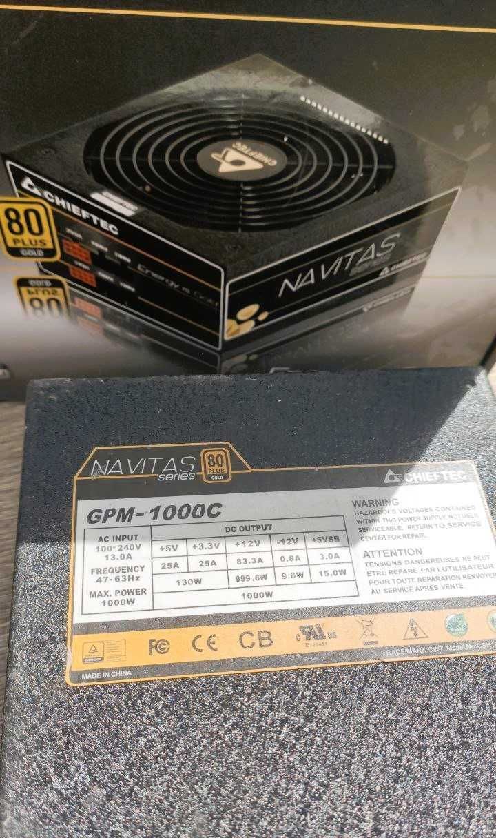 блокживлення 80+ Gold 1КВт 1000 Ват Navitas Chieftec 12B 1000Вт