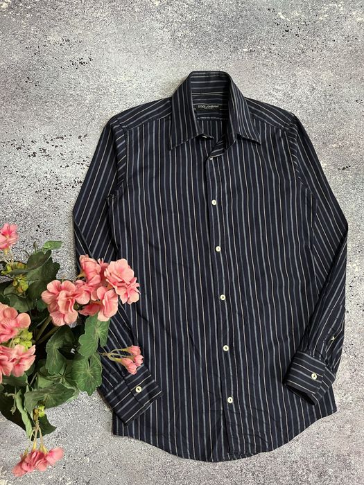 Синяя премиальная рубашка в клетку Dolce Gabbana (Оригинал)