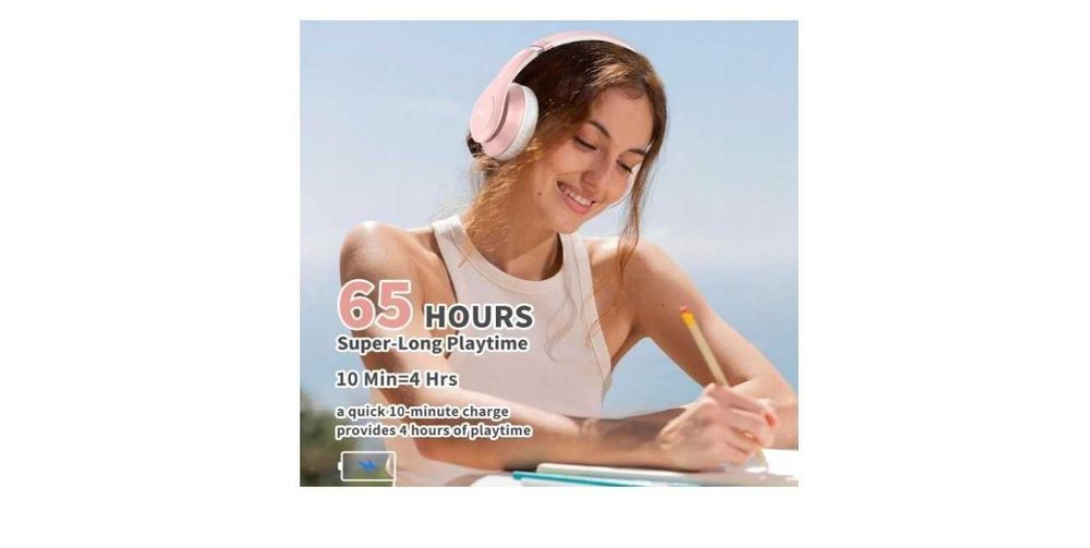 Słuchawki Nauszne Bluetooth 5.3 Z Mikrofonem Różowe Bezprzewodowe Ulip