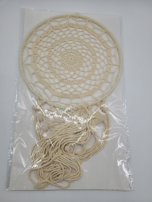 Łapacz snów Kremowy Kolor Koraliki Dekoracja Ozdoba Makrama Ścienna