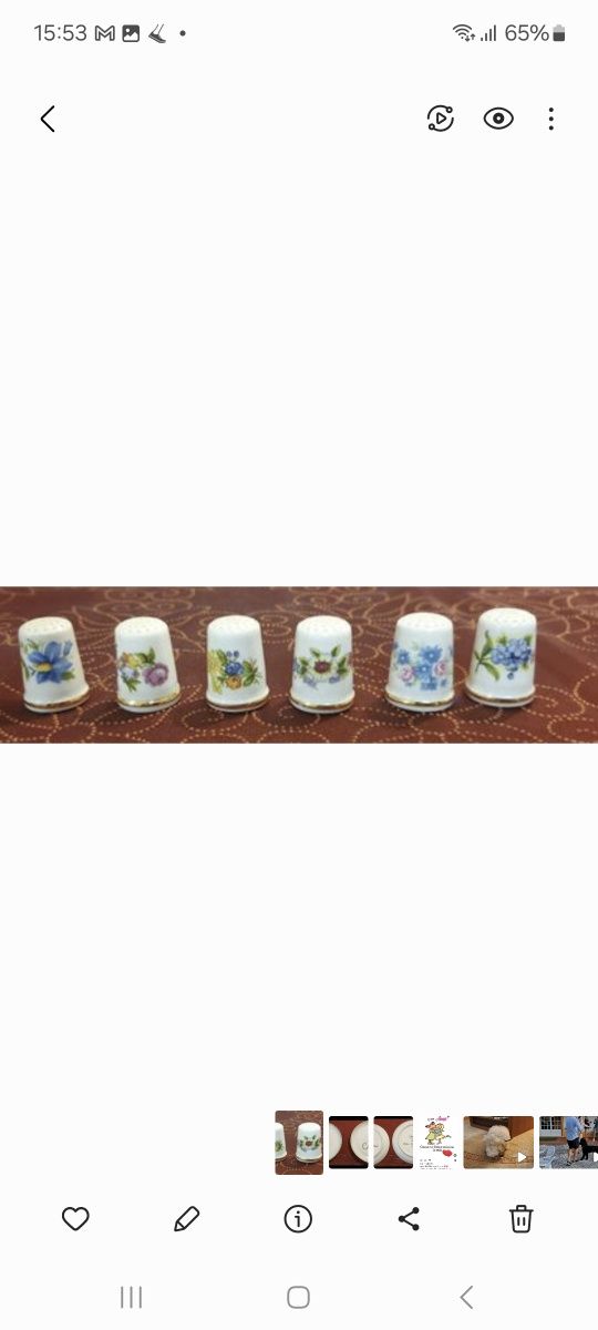 6 Dedais de Porcelana com flores