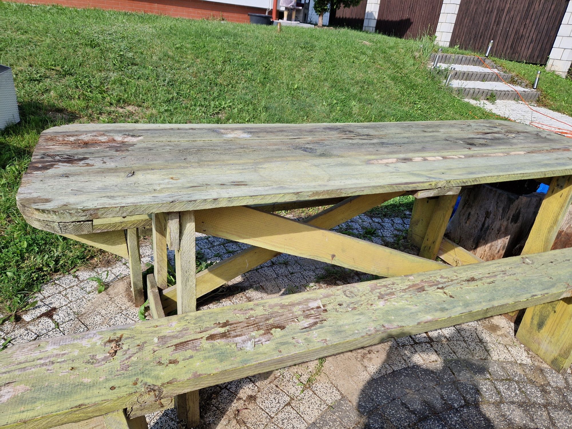 Stół z ławkami ogrodowe własnej roboty