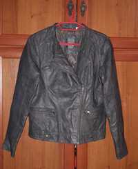 44р Куртка косуха курточка кожаная пальто новая кожанка черная серая