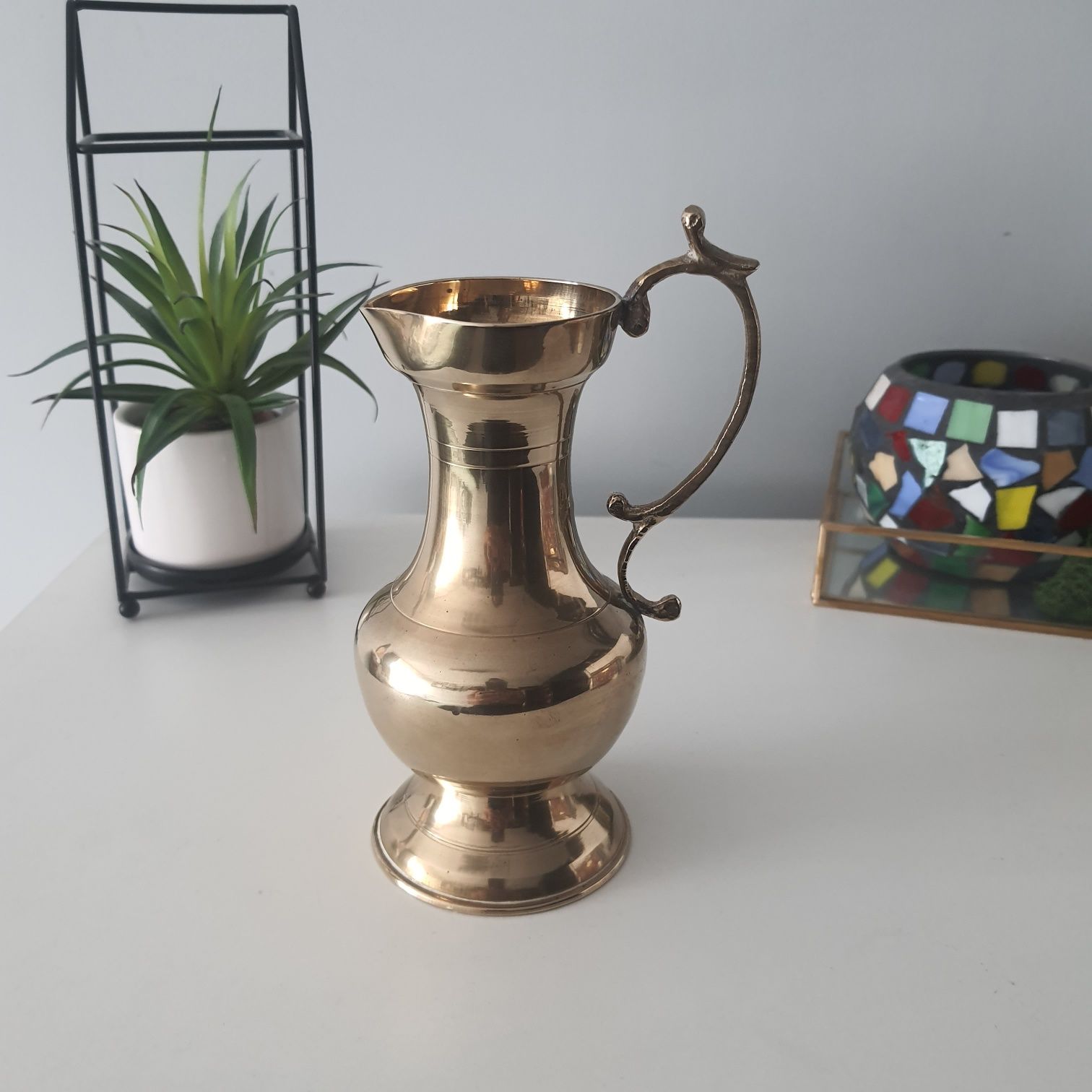 Wazon dzbanek mosiężny stary retro vintage Indie