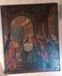 Pintura a óleo sobre tela "Apresentação de Jesus ao Templo"