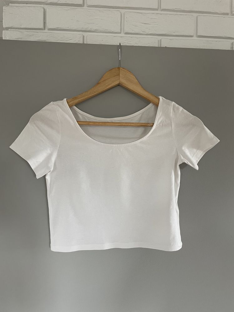 Biały crop top H&M