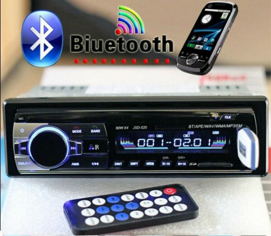 Autorádio com bluetooth, MP3, AUX, SD e USB.