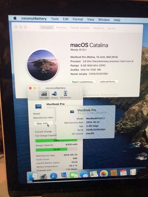 Płyta główna MacBook Pro A1502 i5 8GB 2014 laptopa i 2013