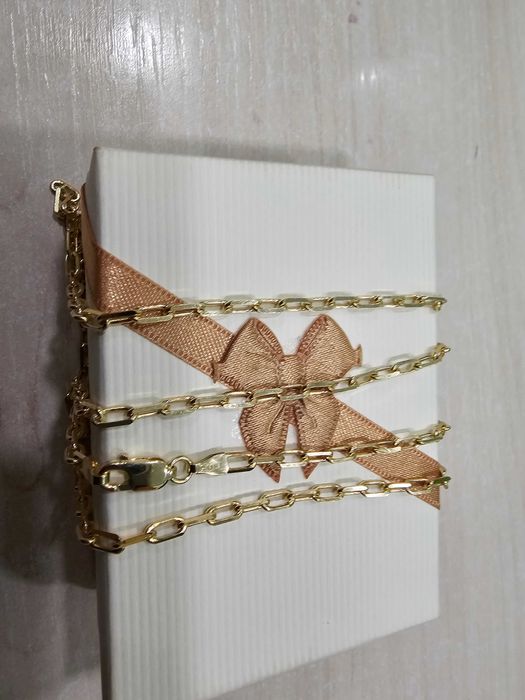 Złoty łańcuszek ankier z większych pełnych ogniw PR 585 55 cm