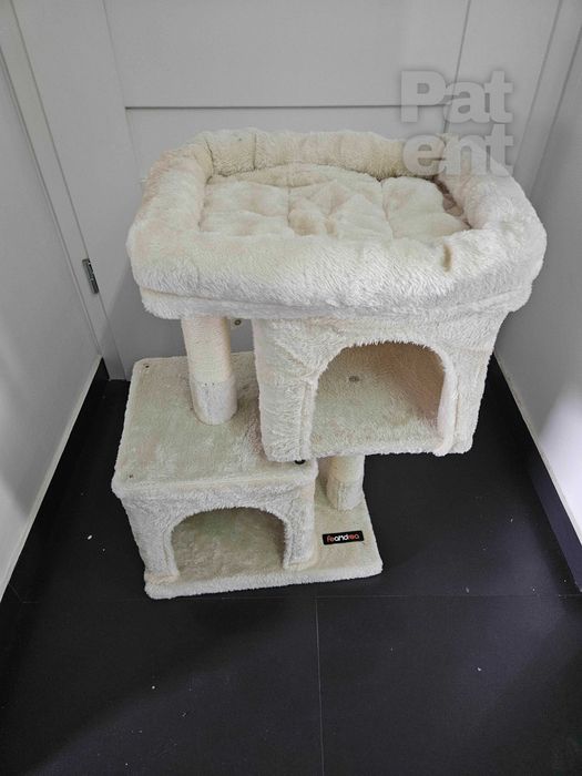 Drapak dla kota kompaktowy 67 cm beżowy domek słupek legowisko