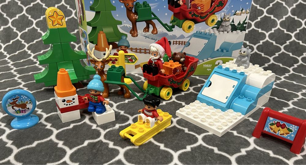 Lego Duplo klocki Ferie zimowe Świętego Mikołaja Świeta choinka sanki