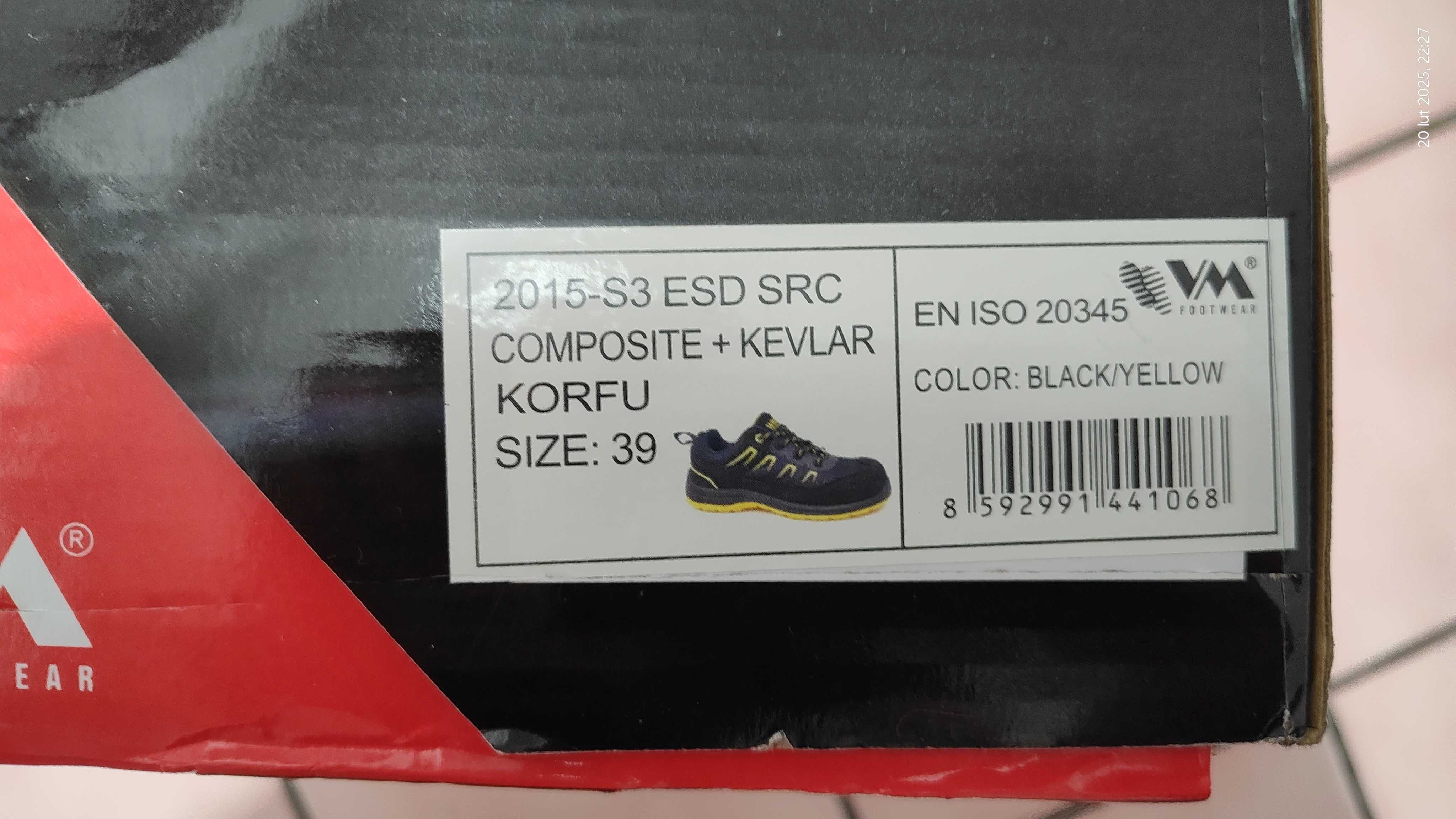 Buty robocze  Kevlar 39 VM Korfu S3  ESD SRC NO-METALIC