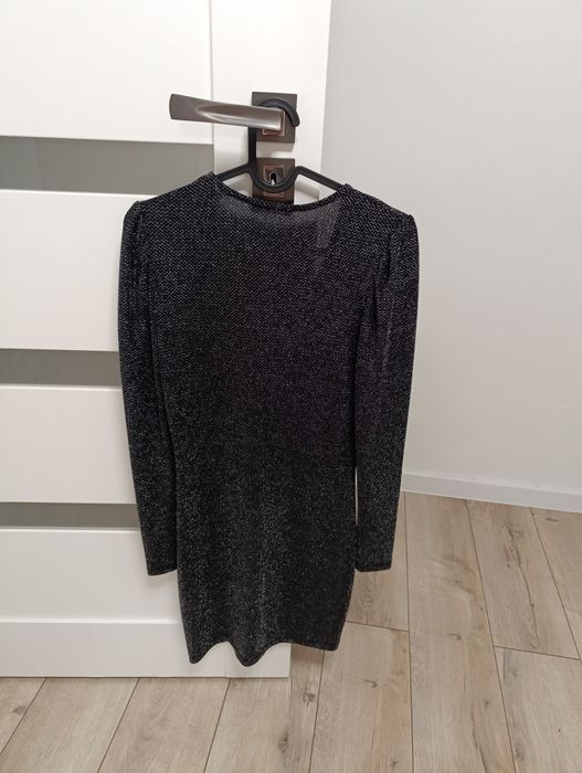 Sukienka damska mini szara brokatowa sylwestrowa Reserved S