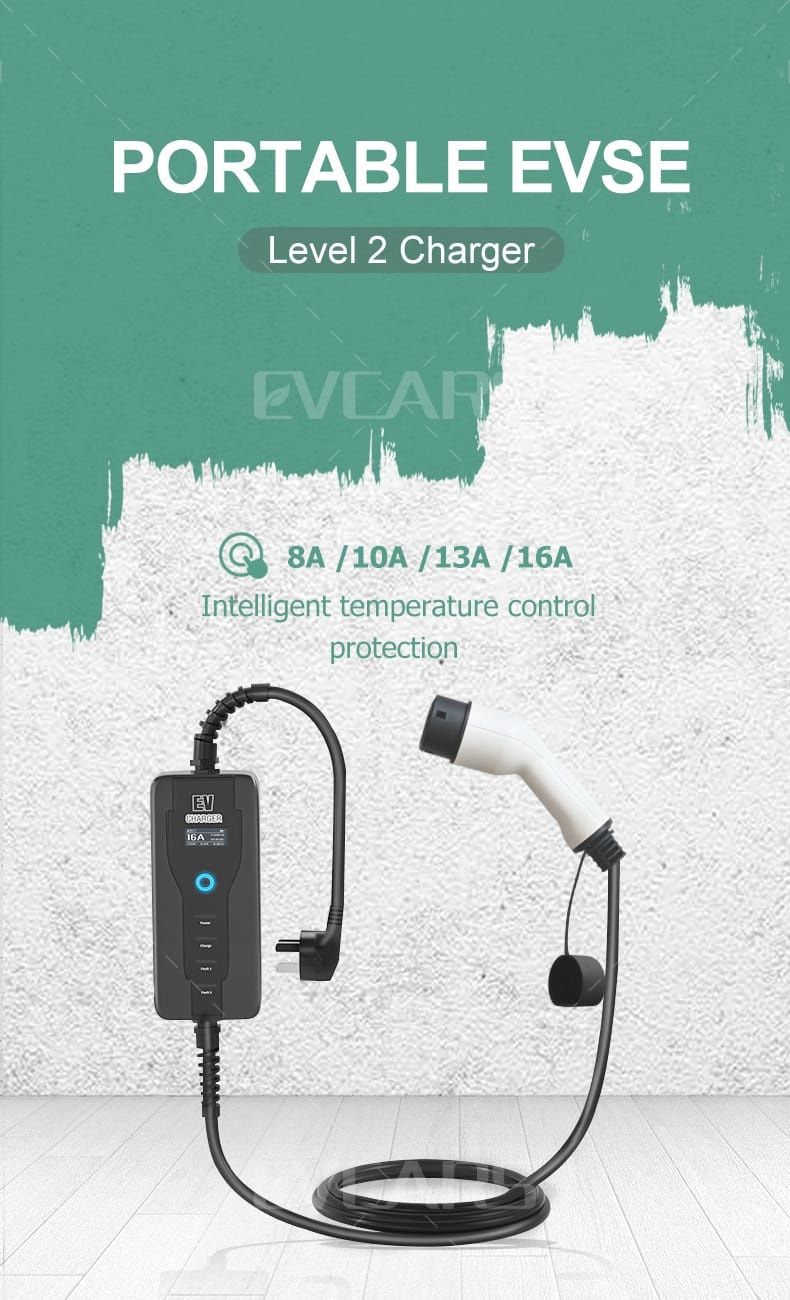 Carregador carro elétrico EV tipo/type 2 NOVO (8A-16A) c/bolsa