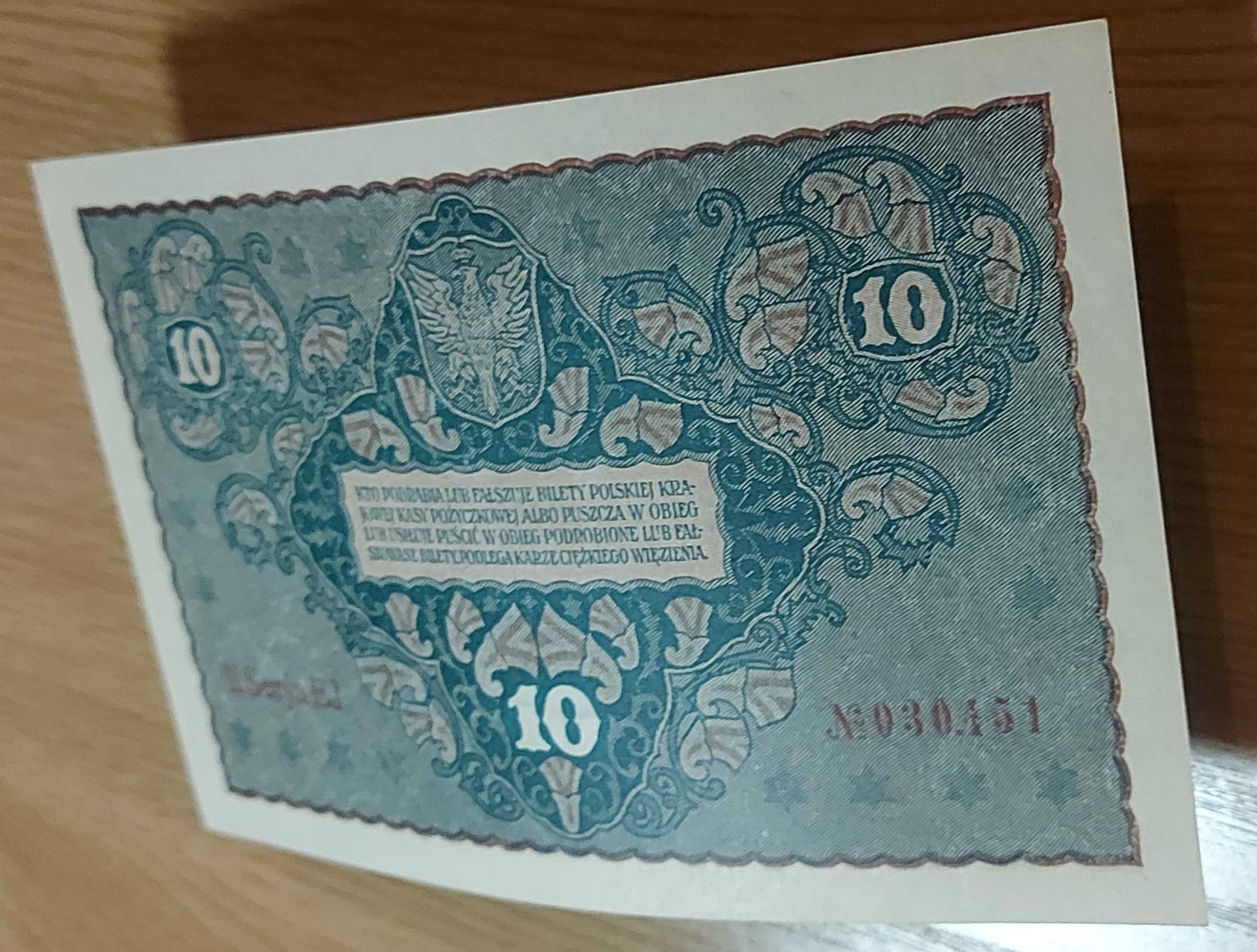 Banknot 10 marek polskich z 1919 roku
