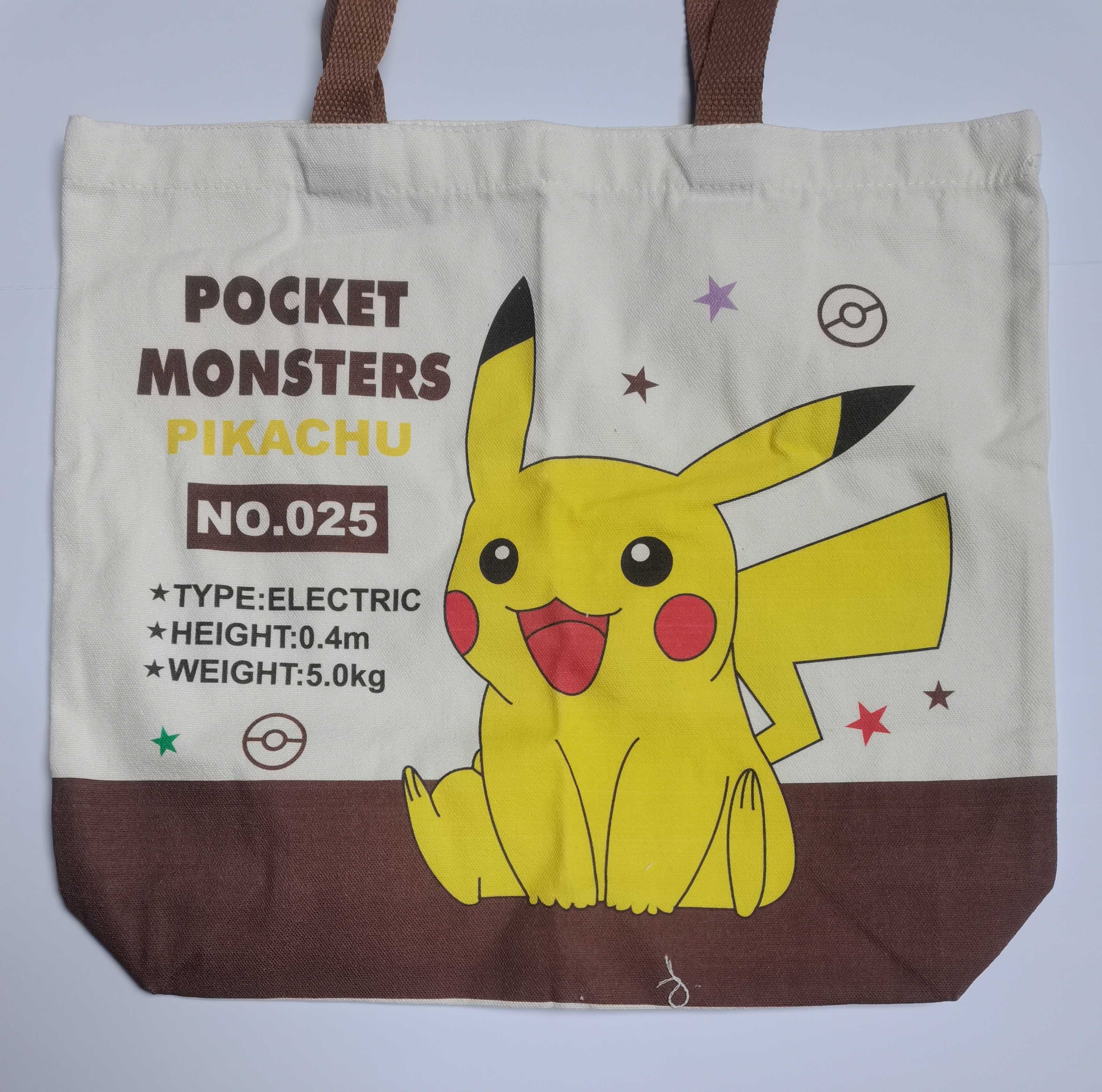 Duża materiałowa torba na zakupy, shopperka: Pokemon Pikachu