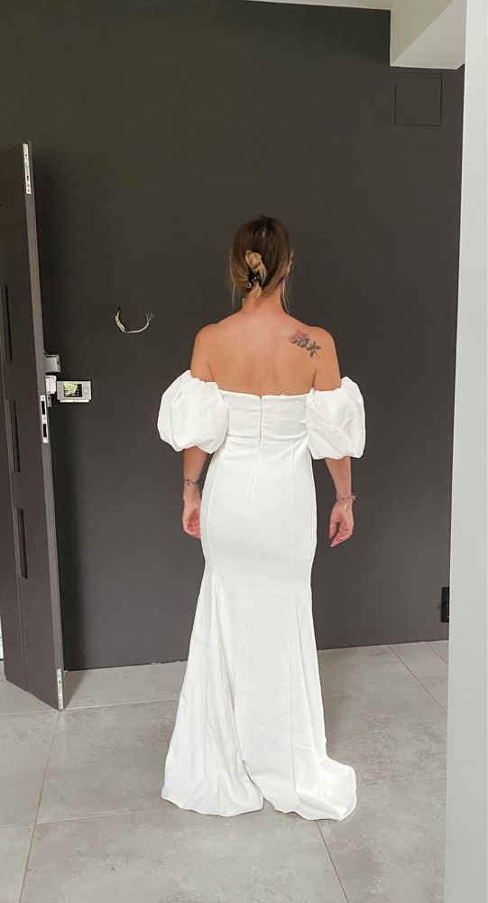 Suknia ślubna asos bridal bufki boho 36 S sukienka