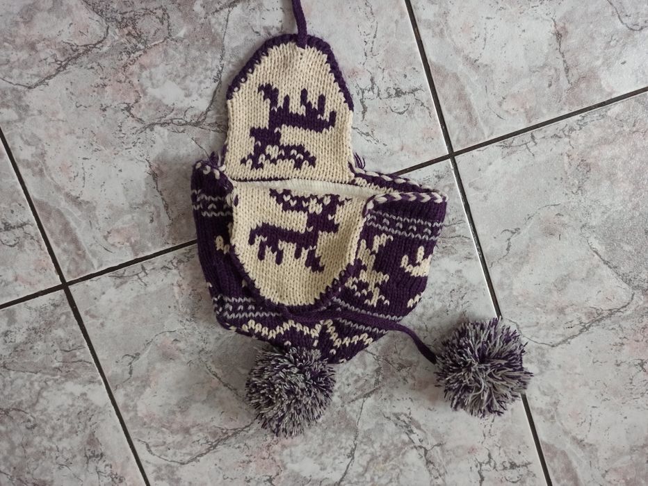 Komplet zimowy: czapka + szalik z kieszeniami na ręce, damski lub dzie