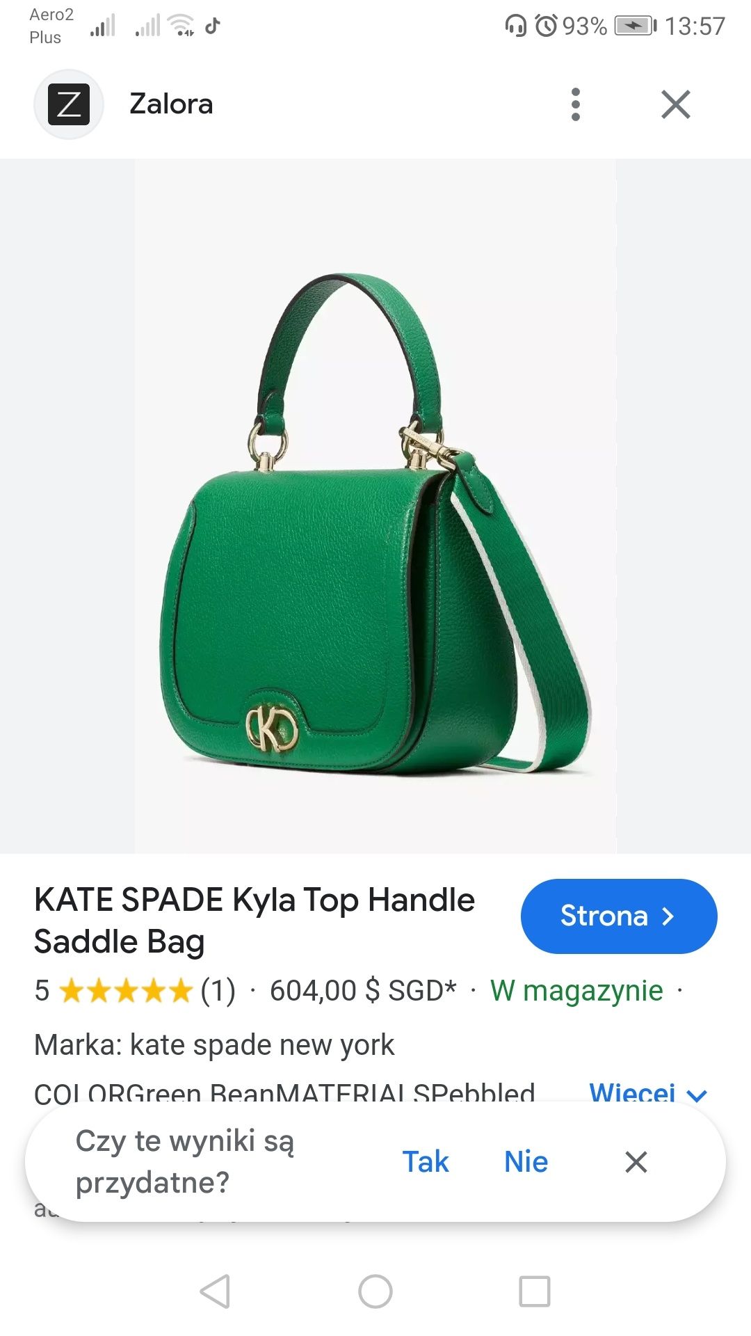 Elegancka oryginalna zielona torebka od Kate Spade New York hit 2024