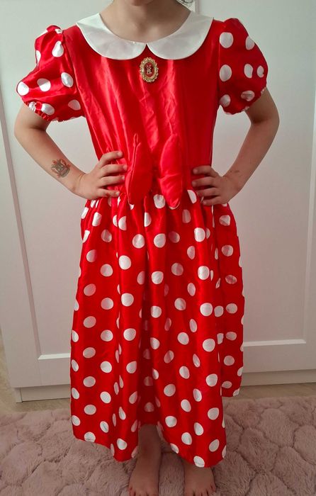 Strój Kostium Przebranie Myszka Minnie Sukienka + Opaska H&M 134-140