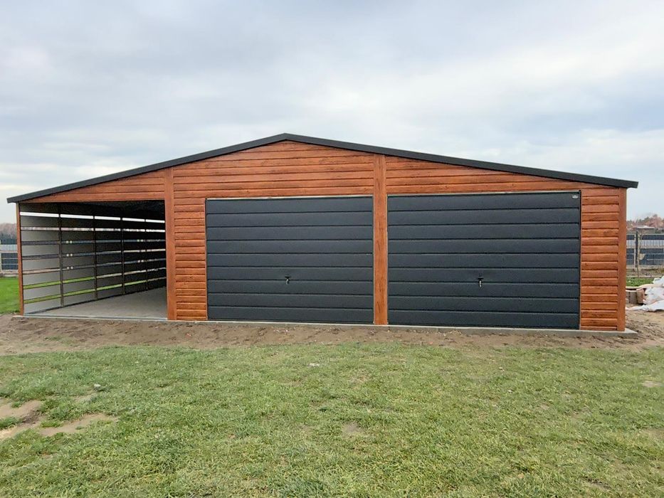 Garaz blaszak 10x6  Drewnopodobny złoty dąb