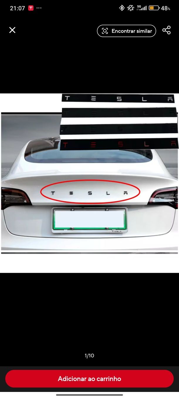 Lettering TESLA novos prateado