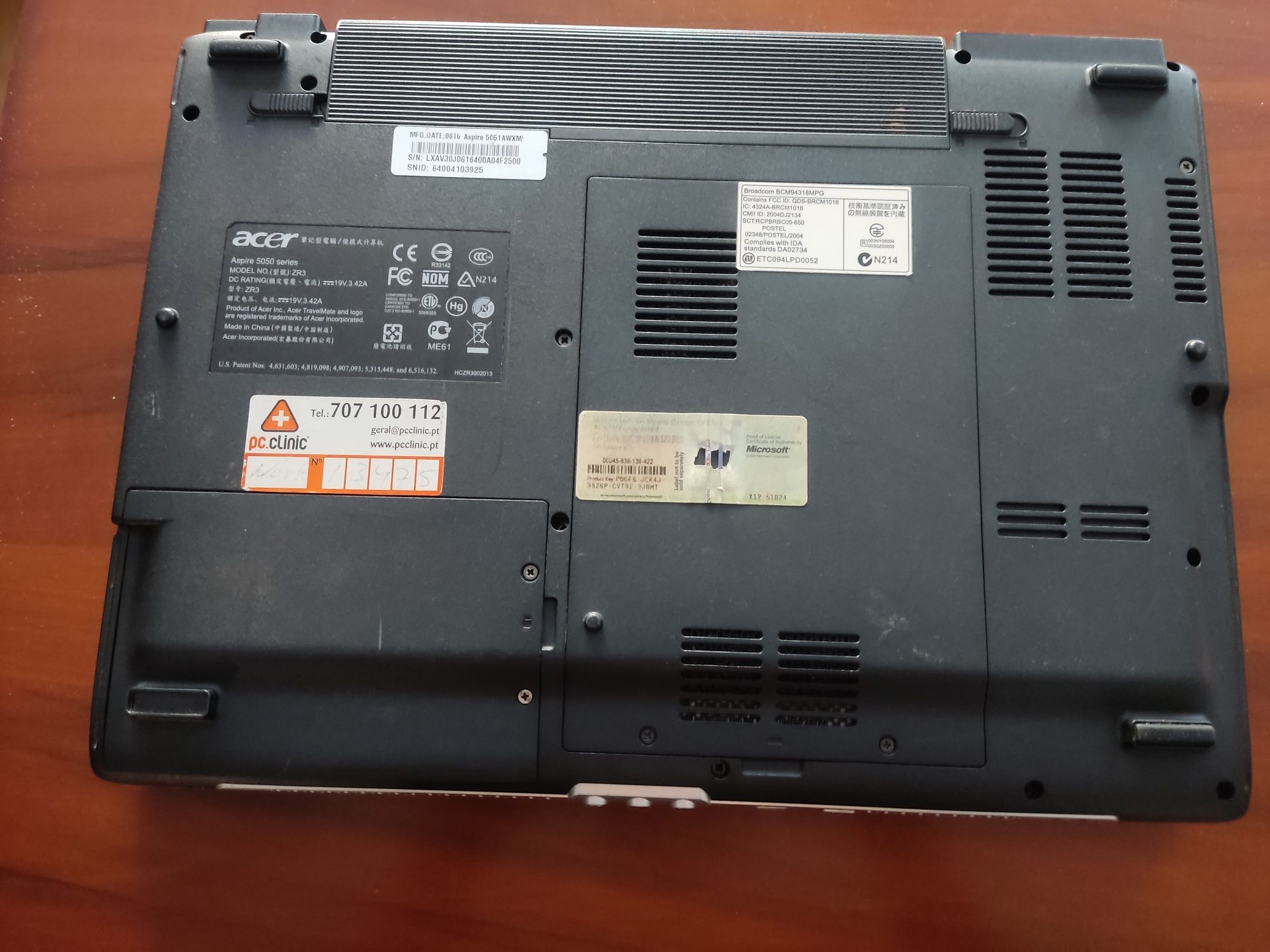 Portátil Acer Aspire 5050 ZR3 funcional