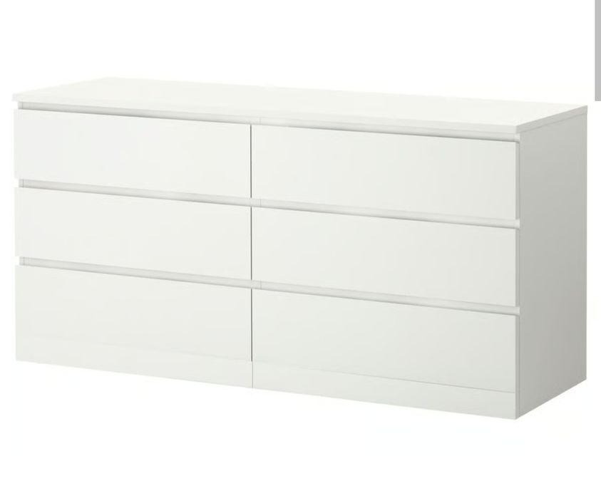 MALM komoda , 6 szuflad, biały, 160x78 cm