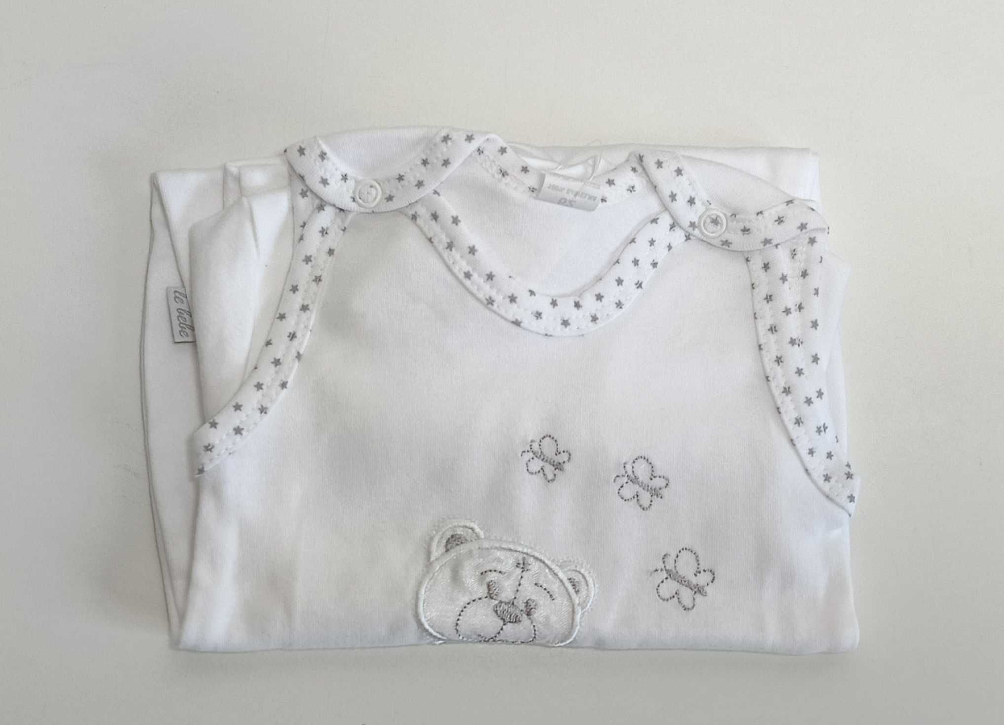LE BEBE Komplet śpioch i kaftan MISIE haft rozmiar 62 cm 100% BAWEŁNA
