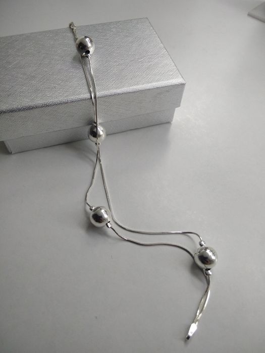 Srebrna podwójna bransoletka z kulkami srebro 925 długość 19 cm  40