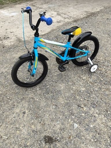 Rower rowerek 16 cali z kółkami bocznymi i kijem