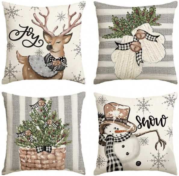 poszewki świąteczne 45x45 komplet 4 sztuki zestaw hit 2024