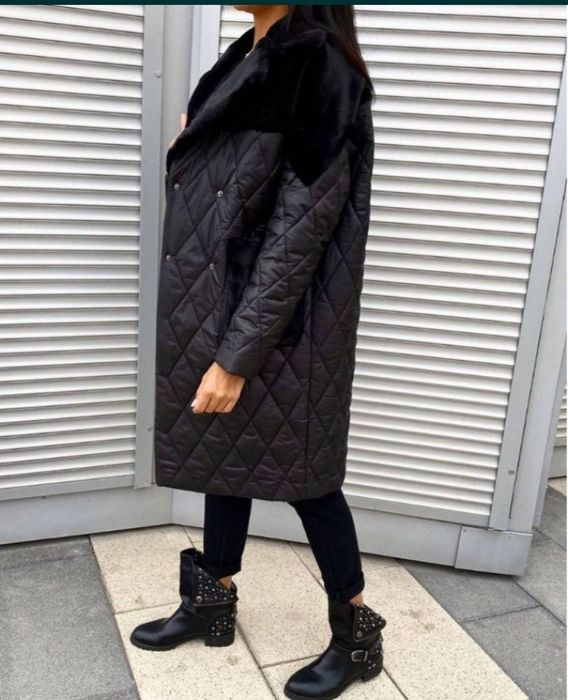 Плащ куртка пальто зимове з хутром розмір 52-54 XXL