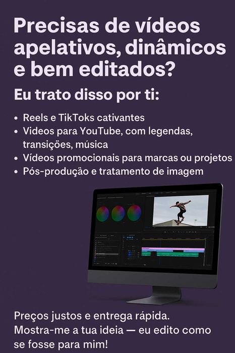 Edição de Vídeo Profissional – Reels, TikTok, YouTube, Eventos