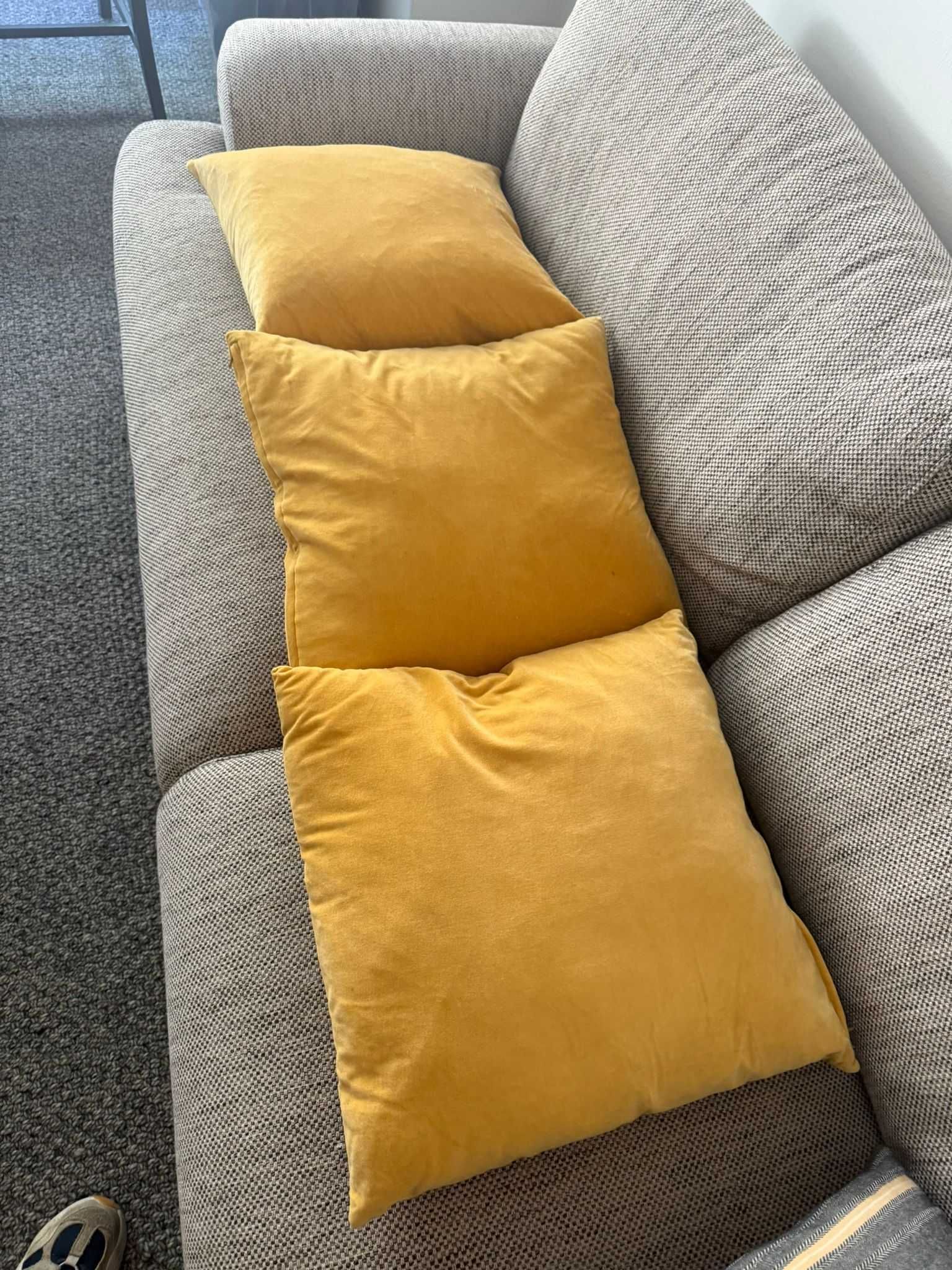 Conjunto de 3 almofadas amarelo-mostarda – super macias!