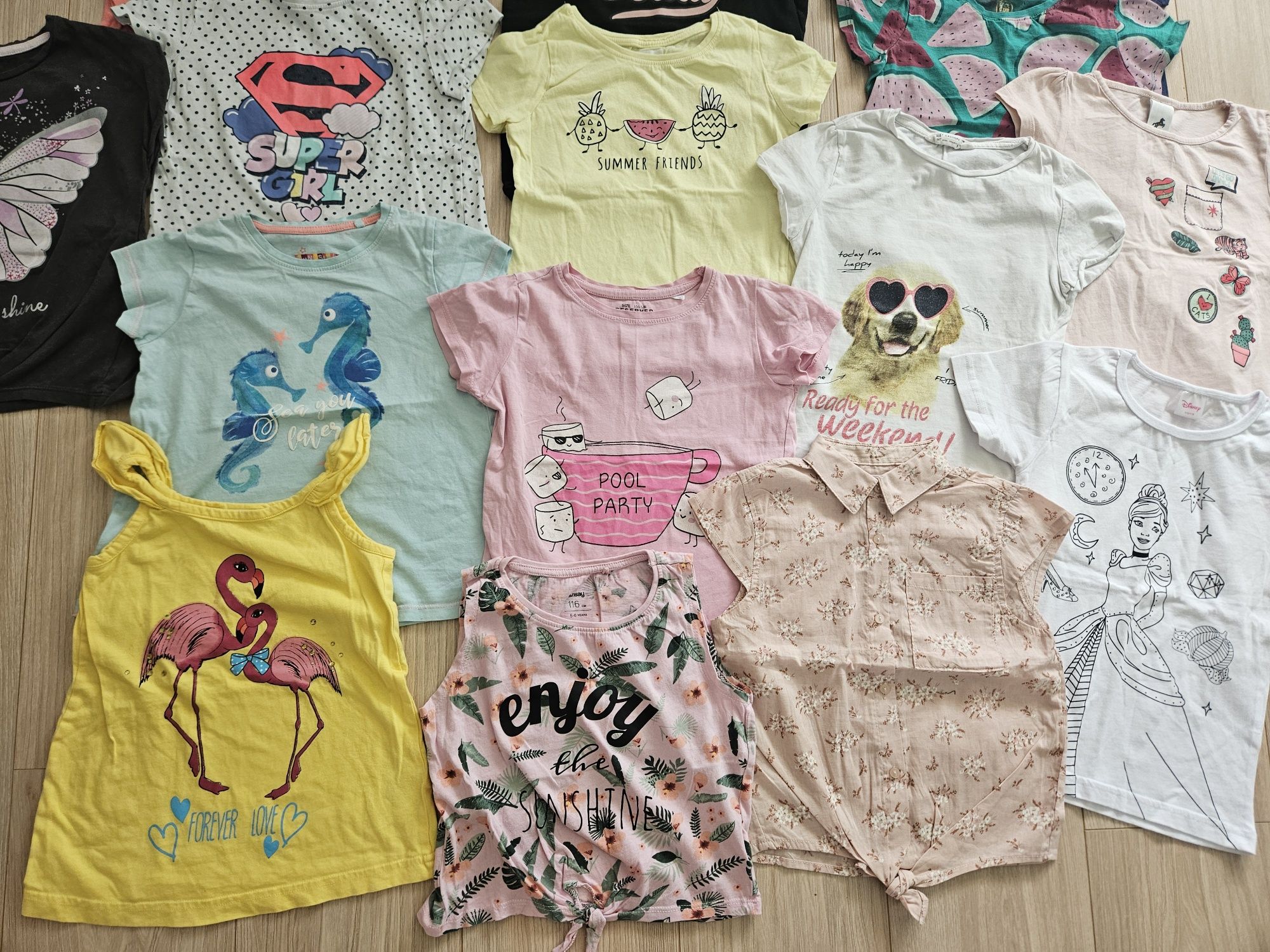 T-shirty/ bluzki z krótkim rękawem roz.116, 16 sztuk