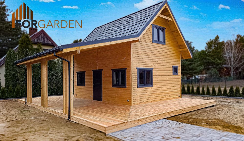 domek drewniany, letniskowy, całoroczny 35m2